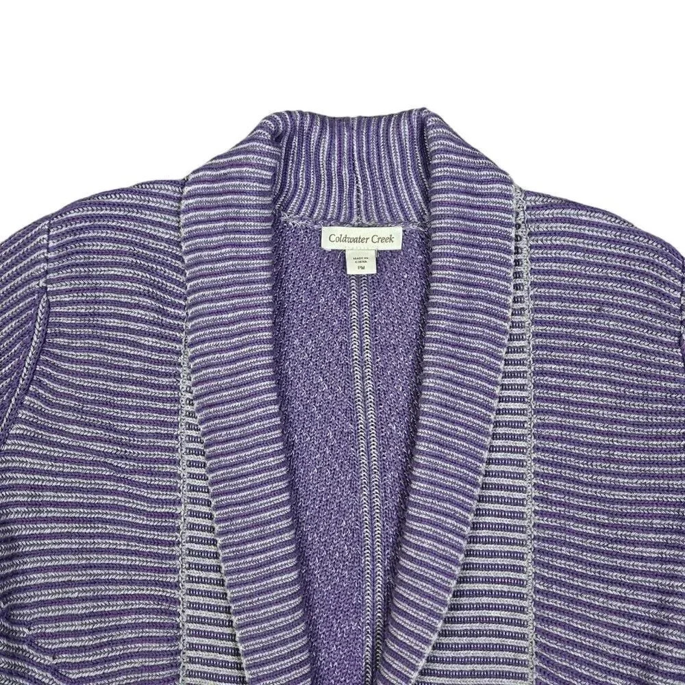 Coldwater Creek Heather Purple Open Front Sweater Cardigan Size Medium Petite‎ - Picture 8 of 11